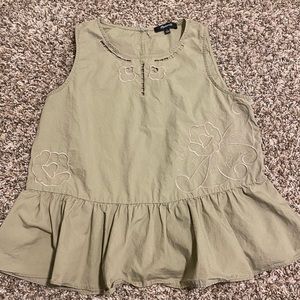 madewell peplum embroidered sleeveless top in green